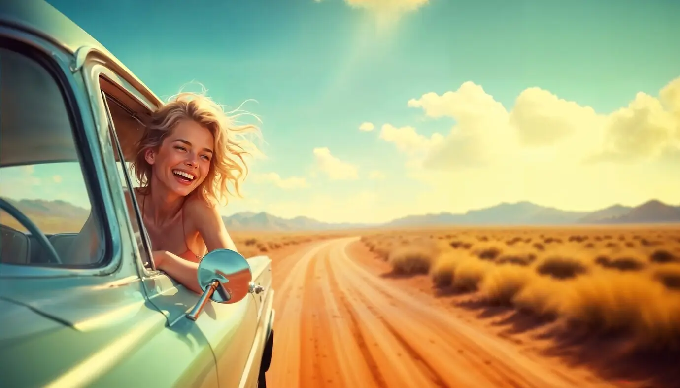 Eine Frau fährt ein Auto.